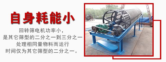 滾筒篩耗能小，使用壽命長，維修方便
